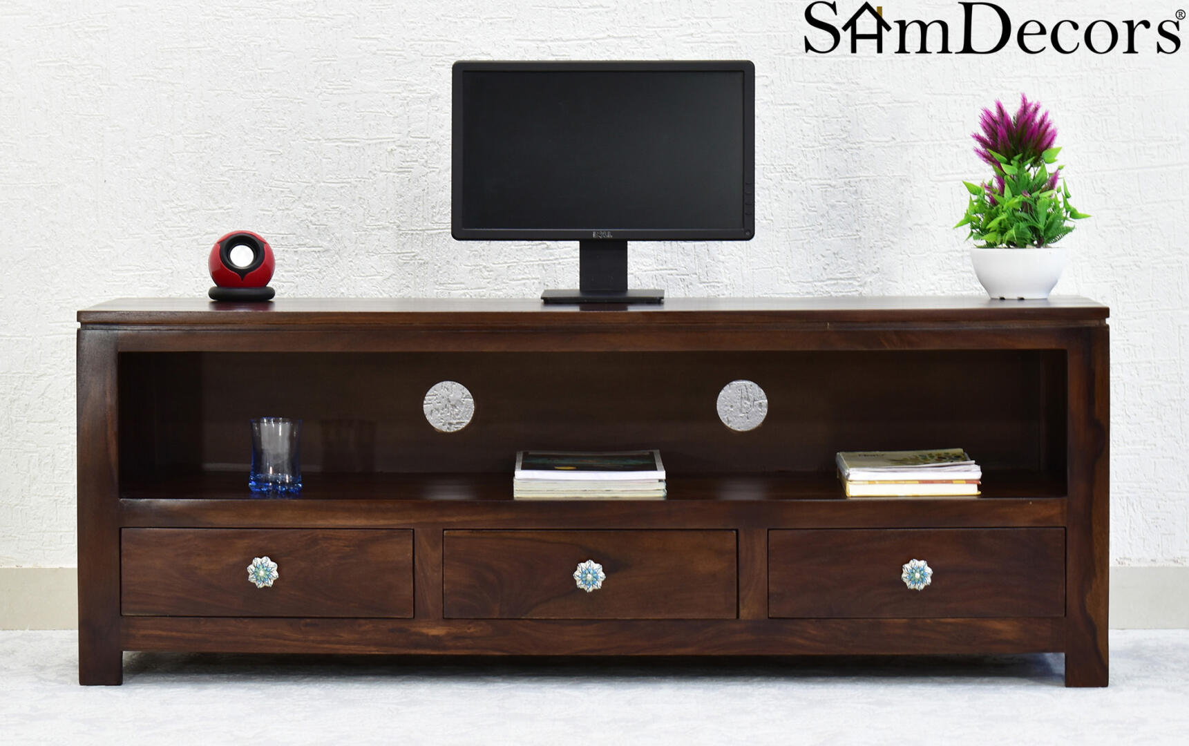 Mary Multipurpose TV Entertainment Unit/Cabinet - Dark Walnut - Image 2